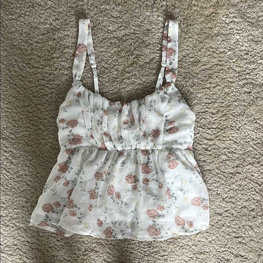 Altar'd State White Floral Babydoll Top